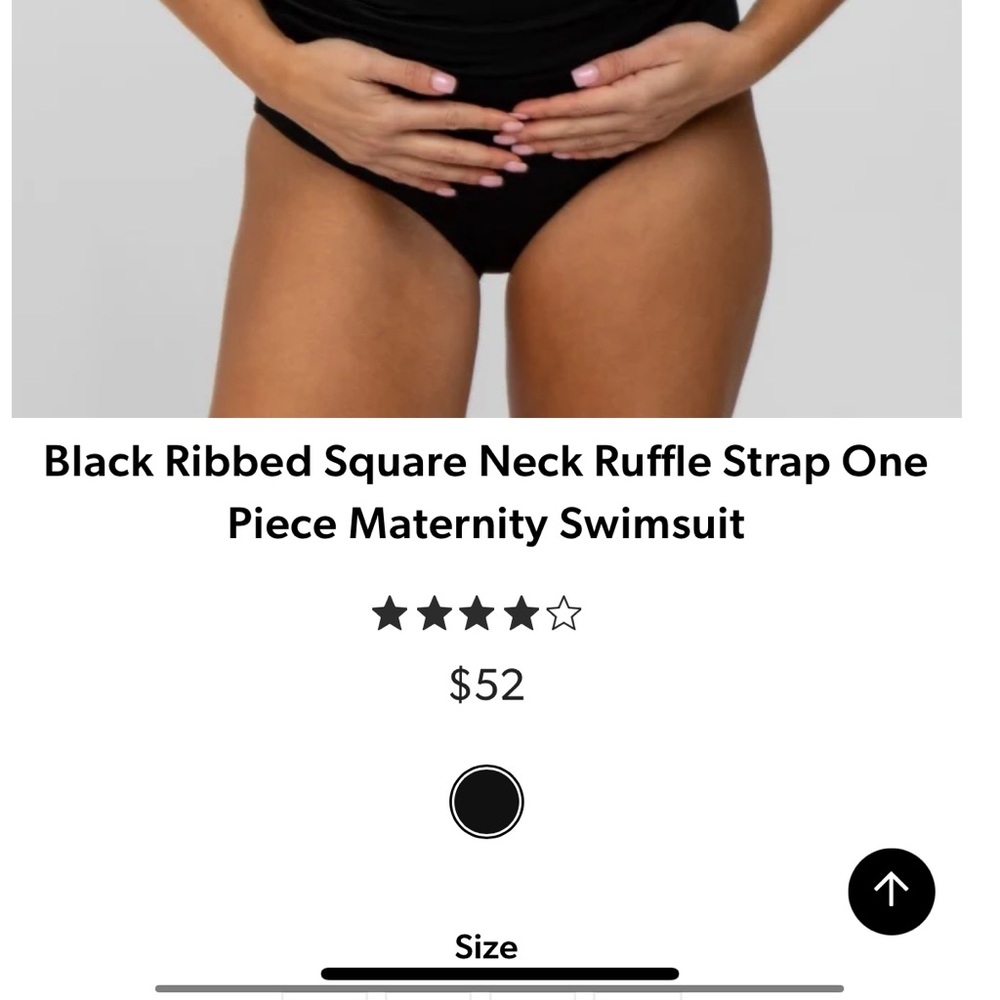 Pinkblush Black Ribbed Square Neck Ruffle Strap One Piece Maternity Swimsuit - Picture 4 of 6